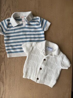 Bundle of Blue and White Knit Polo Tops